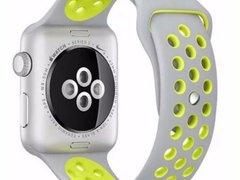 Curea iUni compatibila cu Apple Watch 1/2/3/4/5/6/7, 42mm, Silicon Sport, Argintiu/Galben